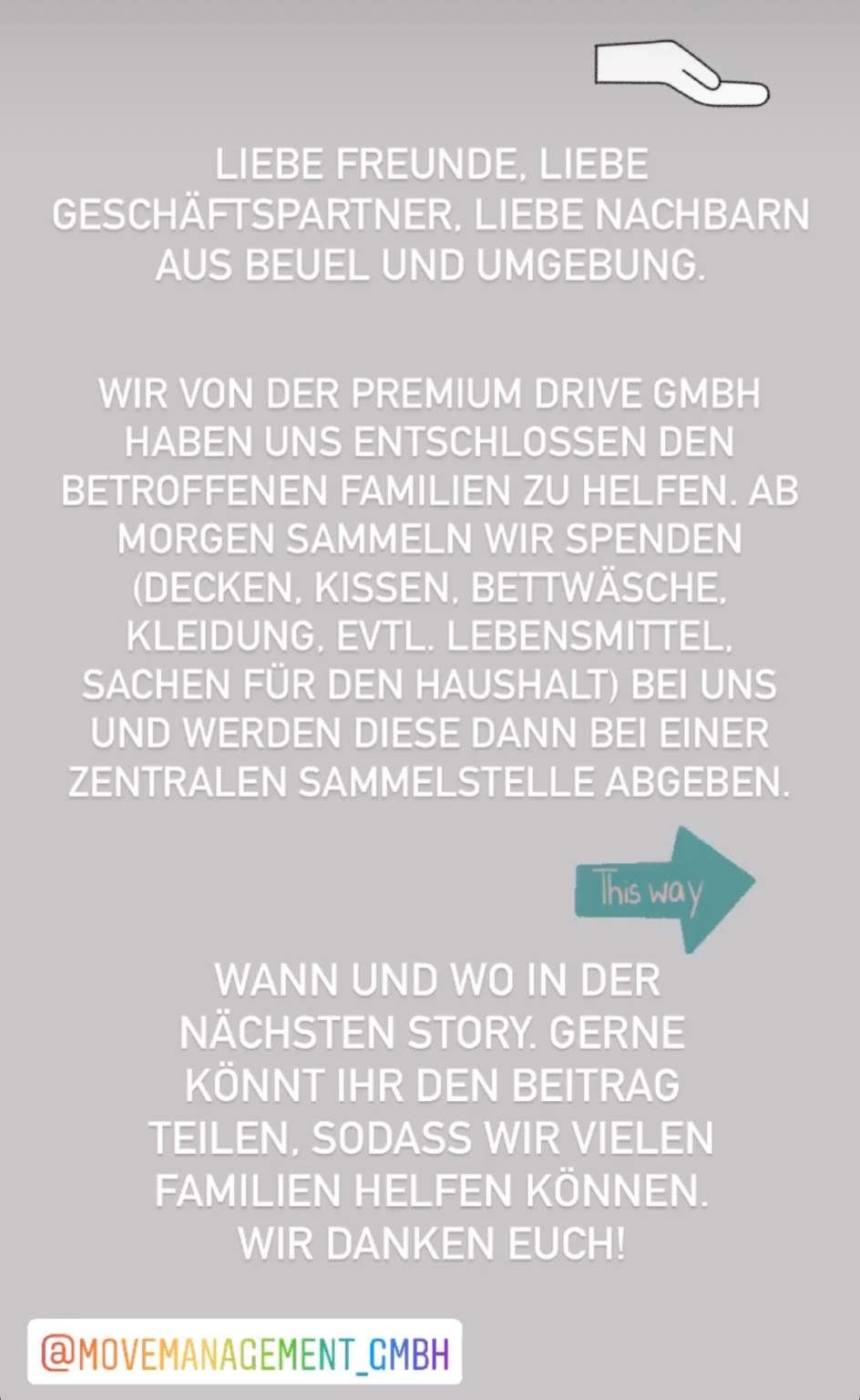 Spenden für einen guten Zweck! Wir möchten den betroffenen Familien